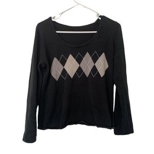 Y2k dark academia argyle top